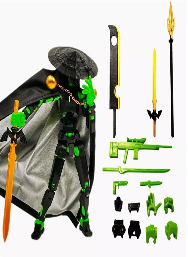 VALUEVIBES Titan Poly-Articulated Action Figure - 13-Joint Poseable 3D-Printed Model (Assembly Required) (Black&Green) - Image 1